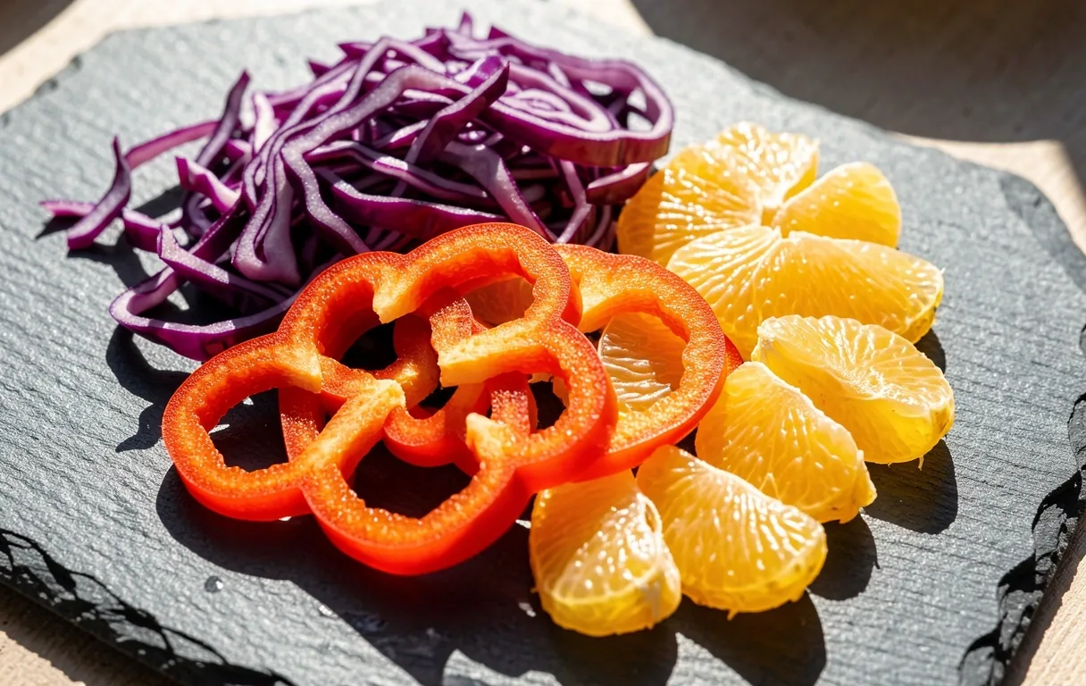 Variedad de vegetales y frutas frescas